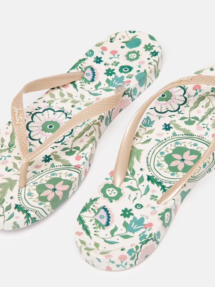 Joules Sandals Cream Floral Printed Flip Flops 8211 Women