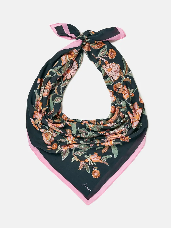 Joules Scarves Grey Printed Square Scarf 8211 Women