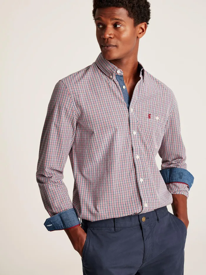 Joules Shirts NavyRed Gingham Classic Fit Poplin Shirt 8211 Men