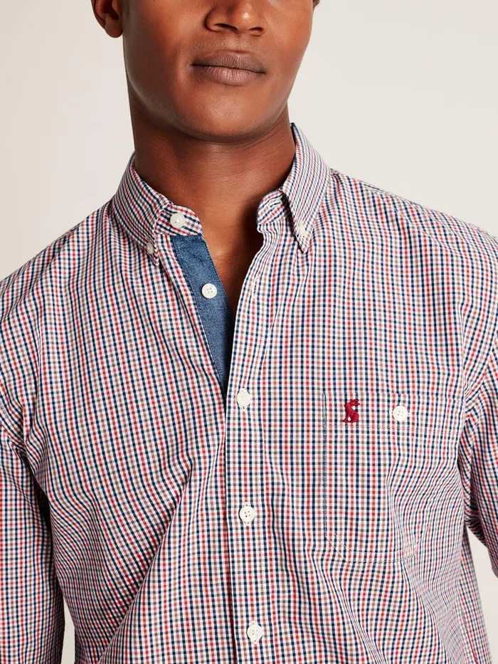 Joules Shirts NavyRed Gingham Classic Fit Poplin Shirt 8211 Men
