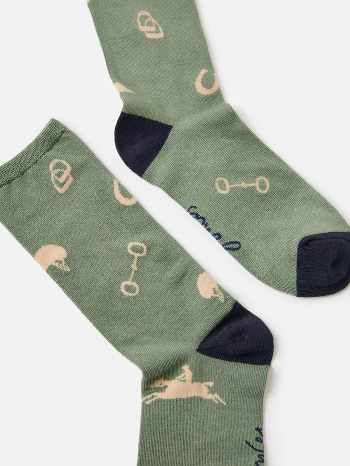 Joules Socks and Tights Green Equestrian Ankle Socks 8211 Women
