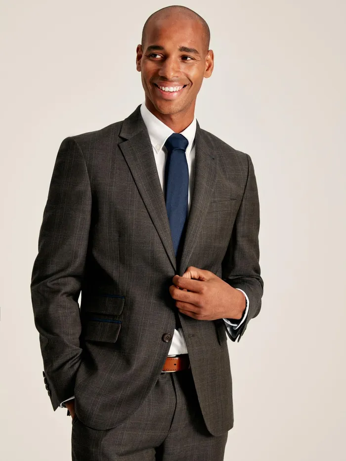 Joules Suits and Tailoring Brown Trimmed Check Suit Jacket 8211 Men