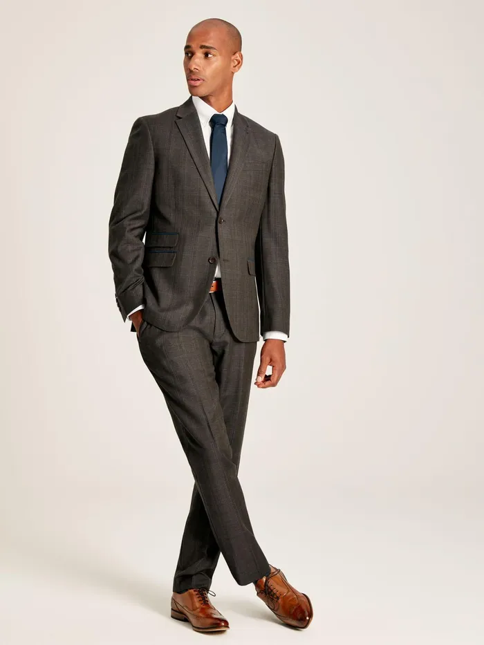 Joules Suits and Tailoring Brown Trimmed Check Suit Jacket 8211 Men