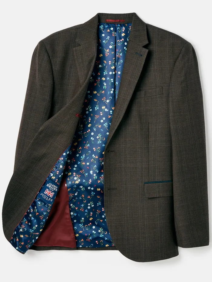 Joules Suits and Tailoring Brown Trimmed Check Suit Jacket 8211 Men