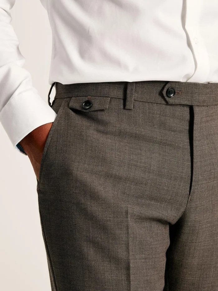 Joules Suits and Tailoring Neutral Textured Suit Trousers 8211 Men