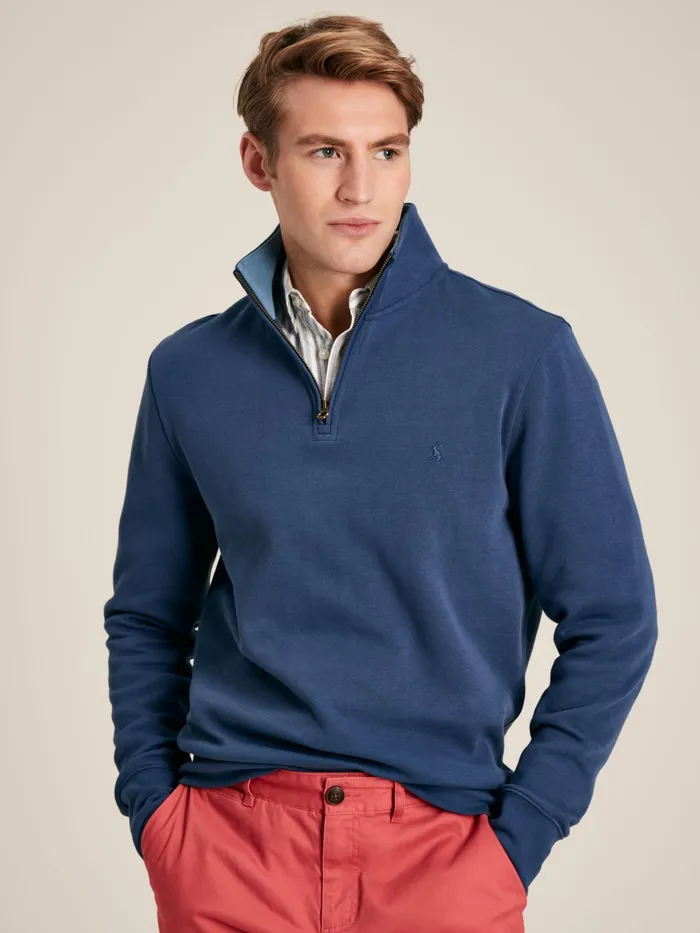Joules Sweatshirts and Hoodies Blue Quarter Zip Cotton Sweatshirt 8211 Men