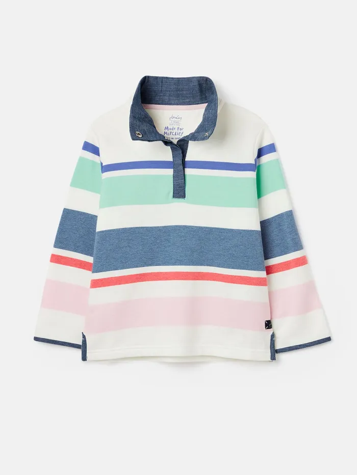 Joules Sweatshirts and Hoodies Cream Overhead Half Popper Sweatshirt 8211 Girls