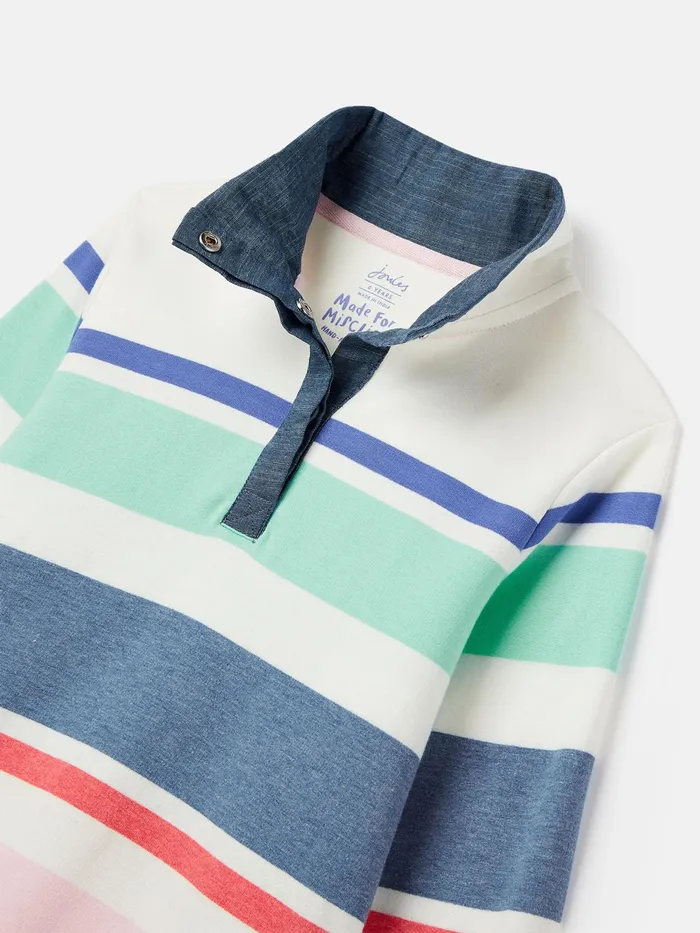 Joules Sweatshirts and Hoodies Cream Overhead Half Popper Sweatshirt 8211 Girls