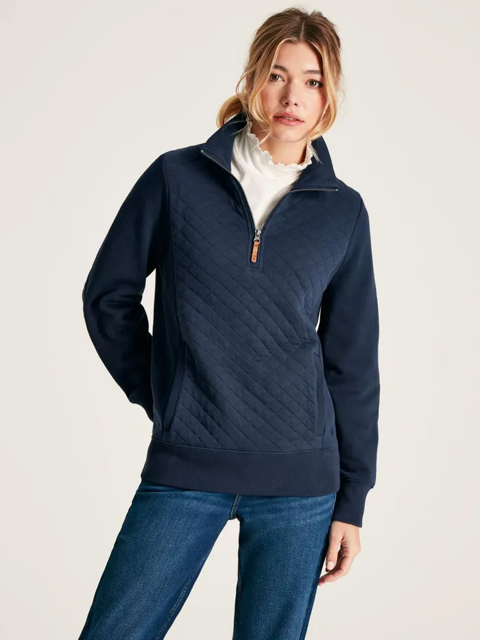 Joules Sweatshirts and Hoodies Navy Blue Quilted Zip Sweat Top 8211 Women