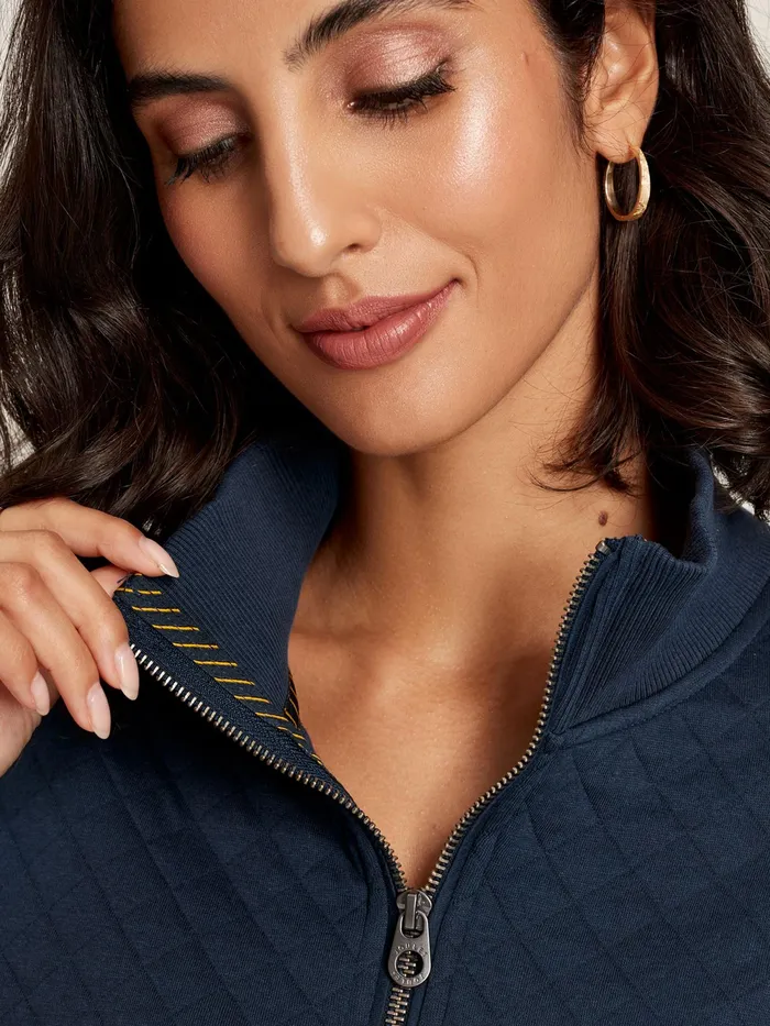Joules Sweatshirts and Hoodies Navy Blue Quilted Zip Sweat Top 8211 Women