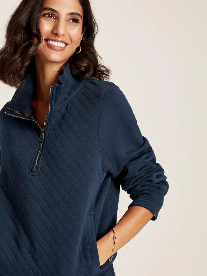 Joules Sweatshirts and Hoodies Navy Blue Quilted Zip Sweat Top 8211 Women