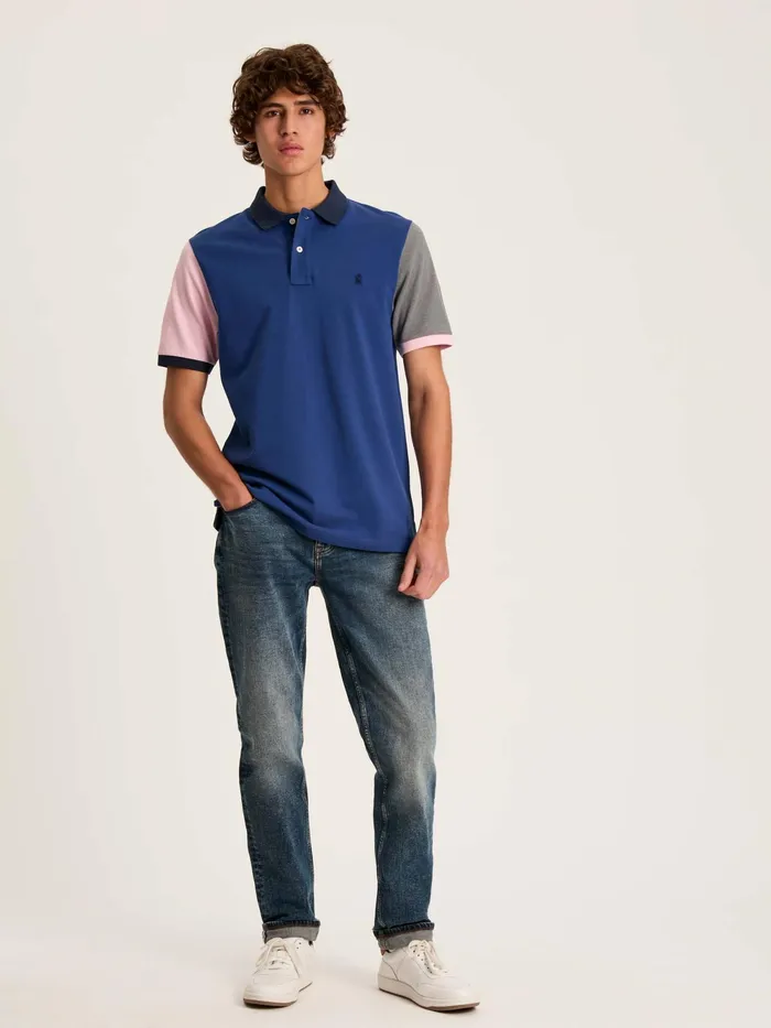 Joules Tops and Tshirts Blue Colourblock Classic Fit Polo Shirt 8211 Men
