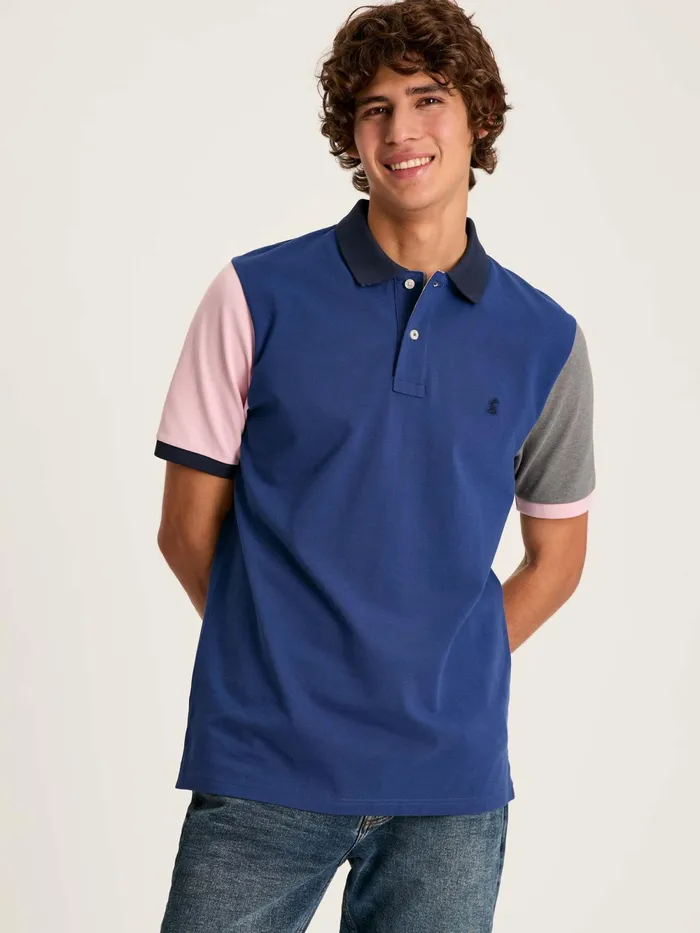 Joules Tops and Tshirts Blue Colourblock Classic Fit Polo Shirt 8211 Men