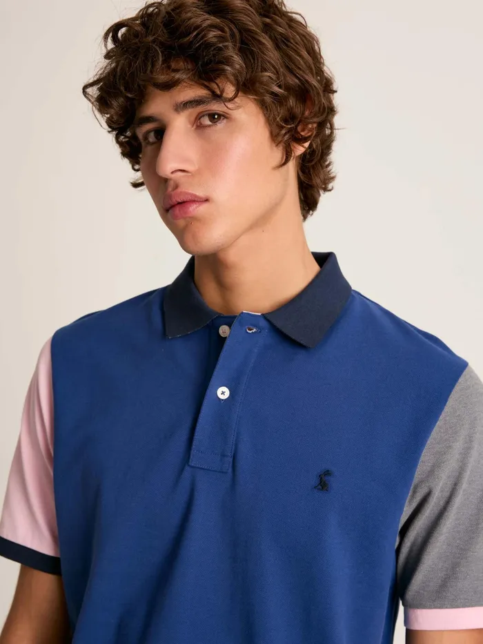 Joules Tops and Tshirts Blue Colourblock Classic Fit Polo Shirt 8211 Men