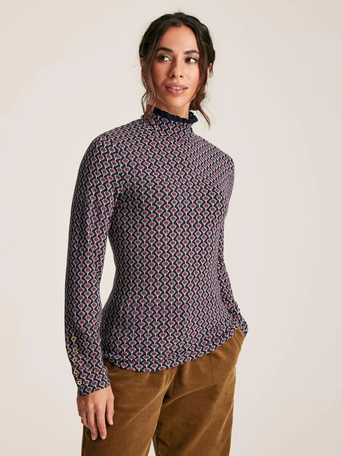 Joules Tops Navy Floral Long Sleeve High Neck Jersey Top 8211 Women