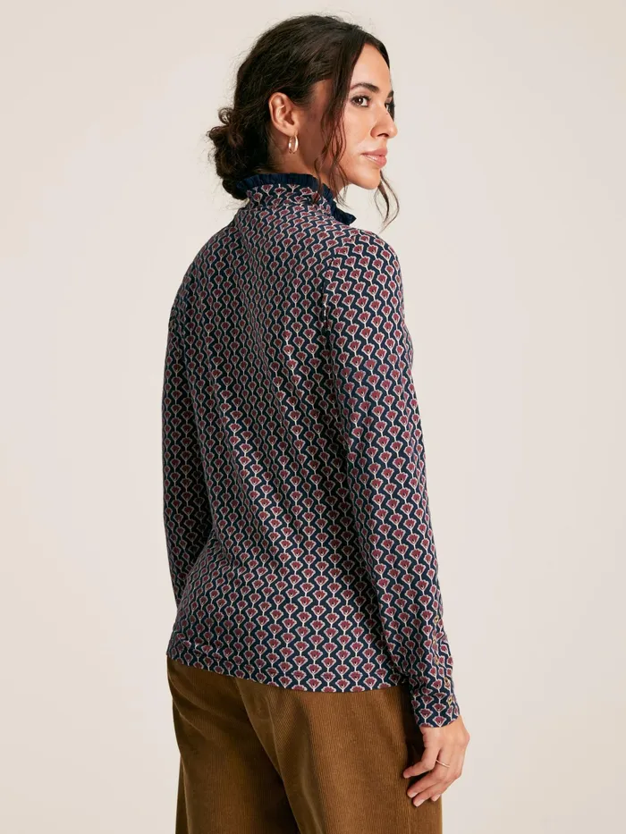 Joules Tops Navy Floral Long Sleeve High Neck Jersey Top 8211 Women