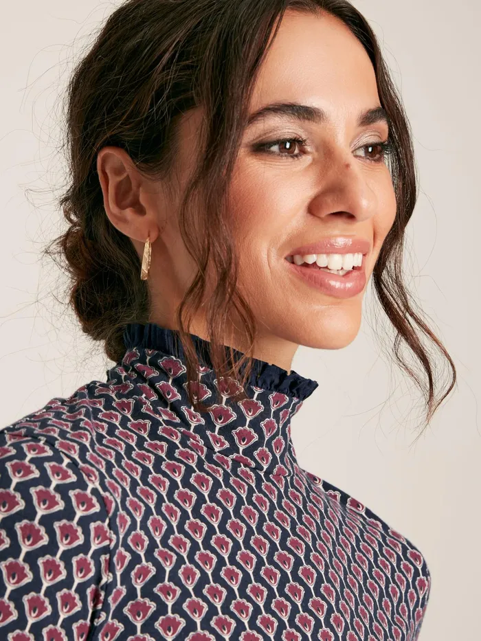 Joules Tops Navy Floral Long Sleeve High Neck Jersey Top 8211 Women