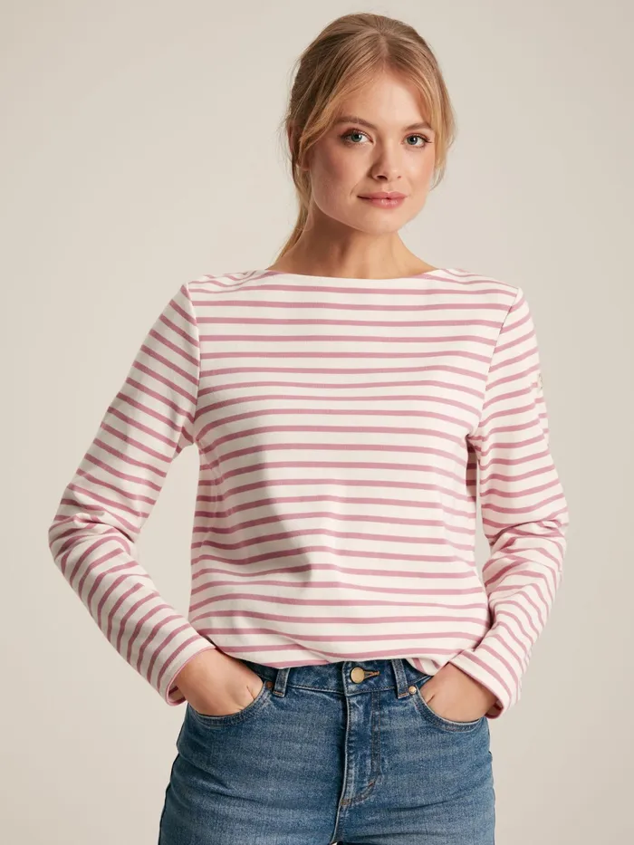 Joules Tops PinkCream Striped Boat Neck Breton Top 8211 Women