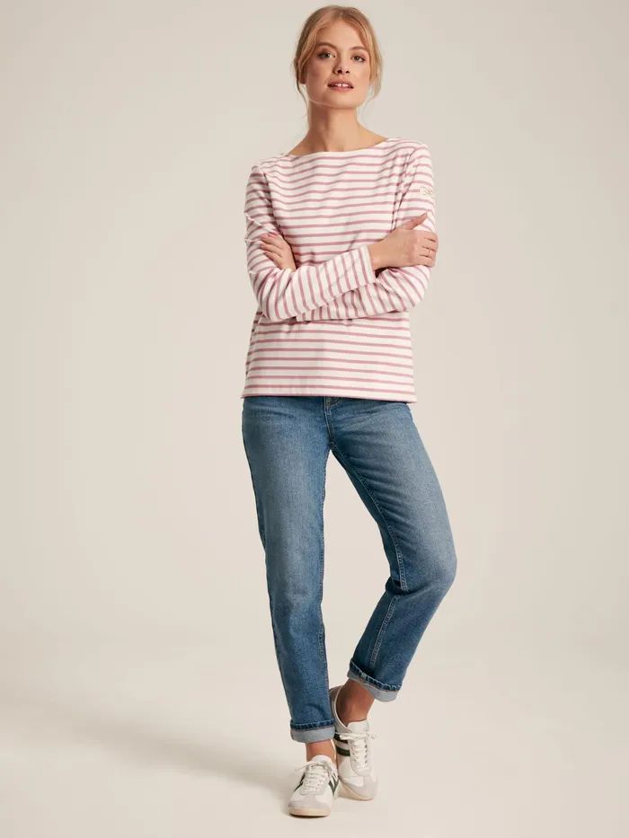 Joules Tops PinkCream Striped Boat Neck Breton Top 8211 Women