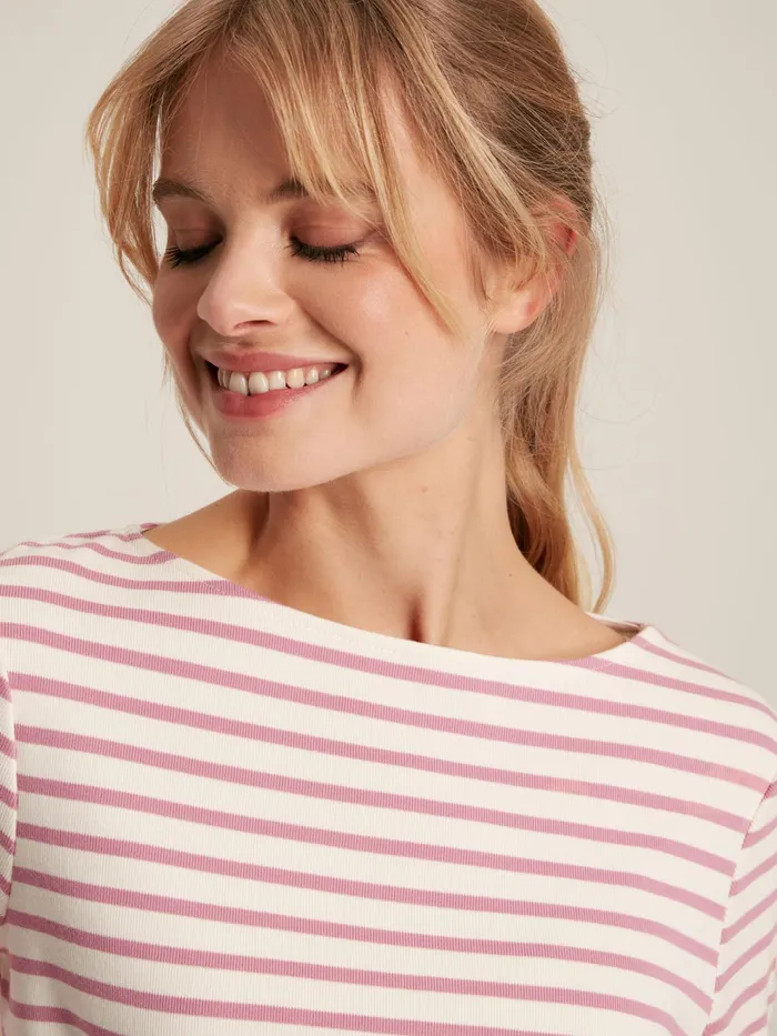 Joules Tops PinkCream Striped Boat Neck Breton Top 8211 Women