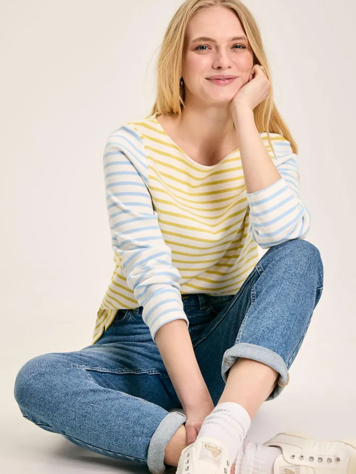 Joules Tops YellowWhite Stripe Boat Neck Breton Top 8211 Women