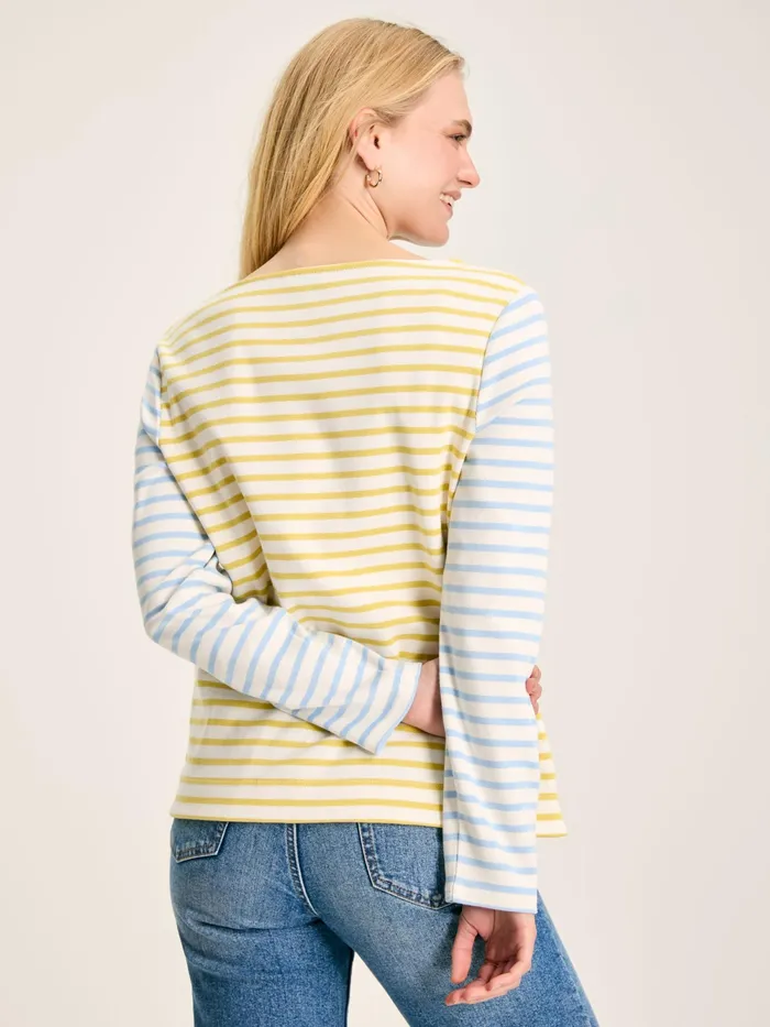 Joules Tops YellowWhite Stripe Boat Neck Breton Top 8211 Women