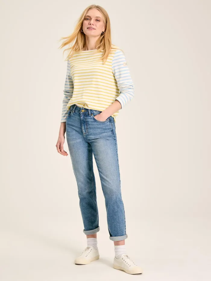 Joules Tops YellowWhite Stripe Boat Neck Breton Top 8211 Women