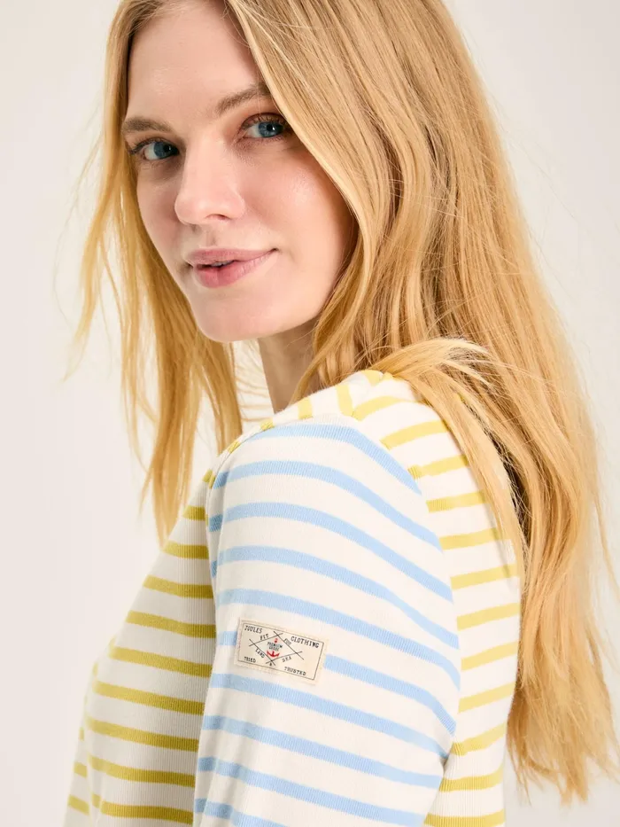 Joules Tops YellowWhite Stripe Boat Neck Breton Top 8211 Women