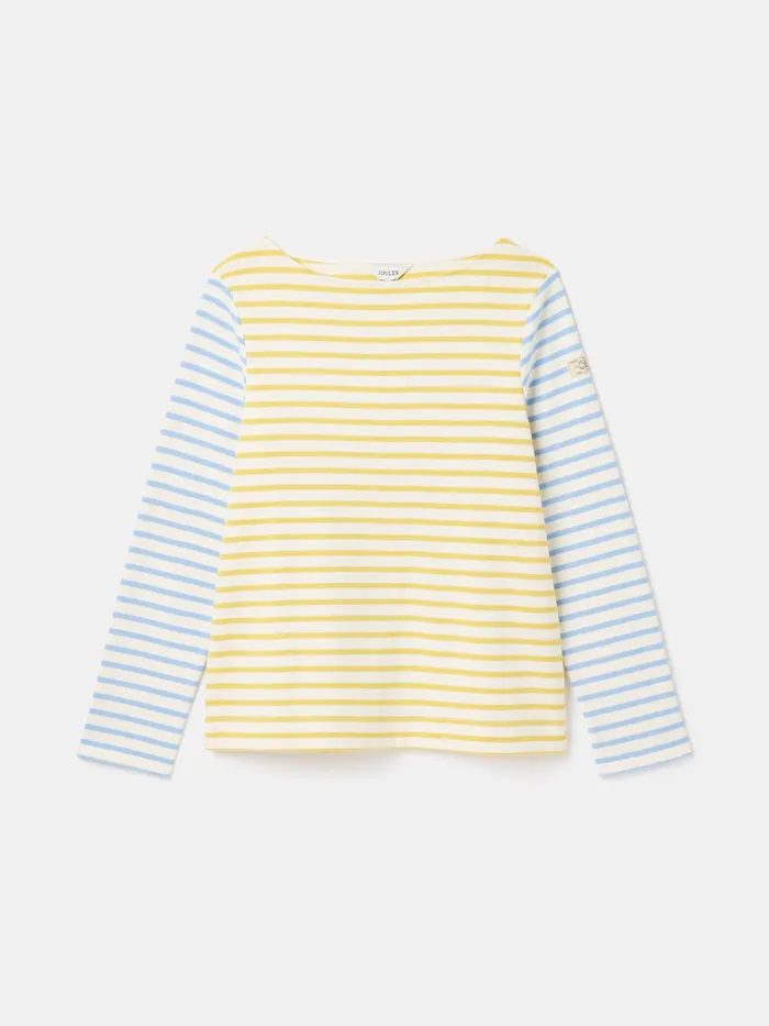 Joules Tops YellowWhite Stripe Boat Neck Breton Top 8211 Women