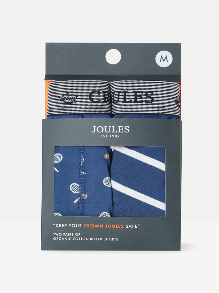 Joules Underwear Blue Tennis Cotton Boxer Briefs 2 Pack 8211 Men