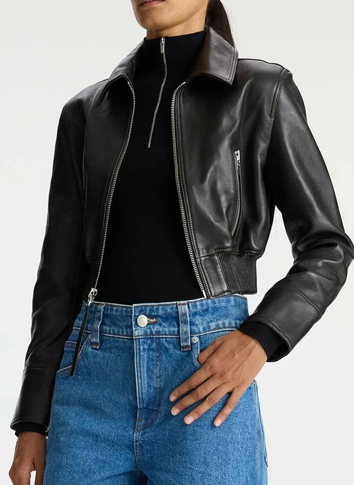 Jumpsuits Women ALC Harlow Cropped Leather Jacket Ganache