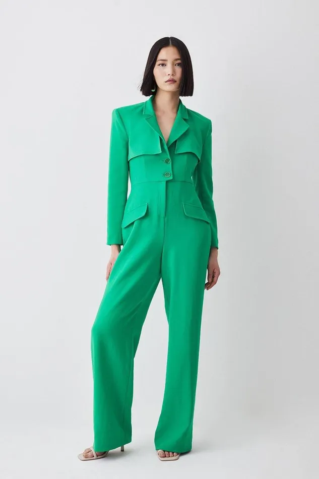 Jumpsuits Women Karen Millen Compact Stretch Tailored Two Piece Jumpsuit Green Jumpsuits Women Karen Millen Compact Stretch Tailored Two Piece Jumpsuit Green