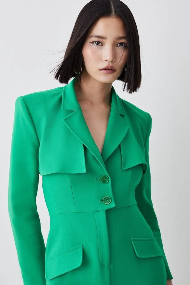 Jumpsuits Women Karen Millen Compact Stretch Tailored Two Piece Jumpsuit Green