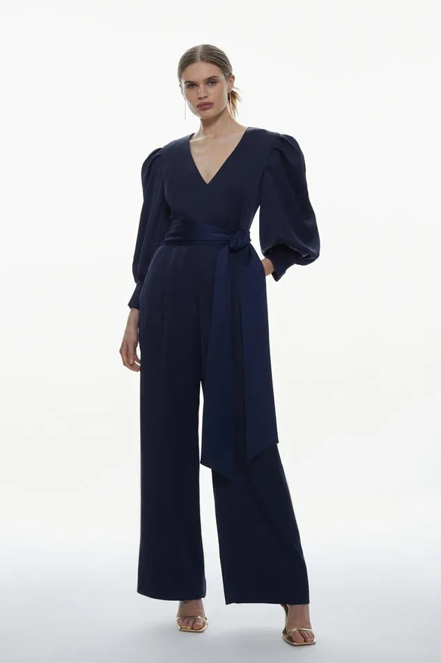 Jumpsuits Women Karen Millen Soft Satin Back Crepe Statement Sleeve Jumpsuit Navy Jumpsuits Women Karen Millen Soft Satin Back Crepe Statement Sleeve Jumpsuit Navy
