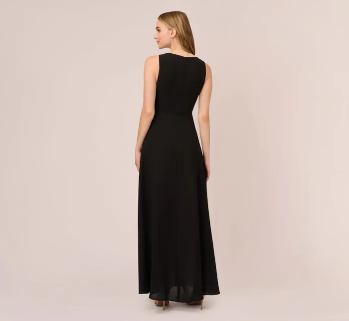 Jumpsuits Womens Adrianna Papell Colorblock Jumpsuit With Skirt Overlay In Black Ivory