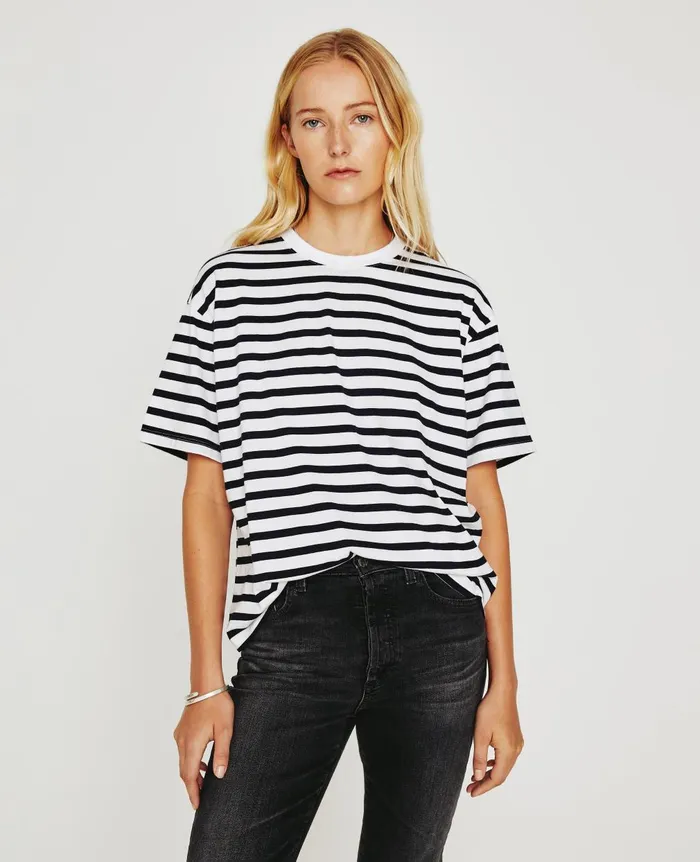 Karter ExBoyfriend True Whitedeep Aegean Women AG Jeans Tees and Tanks