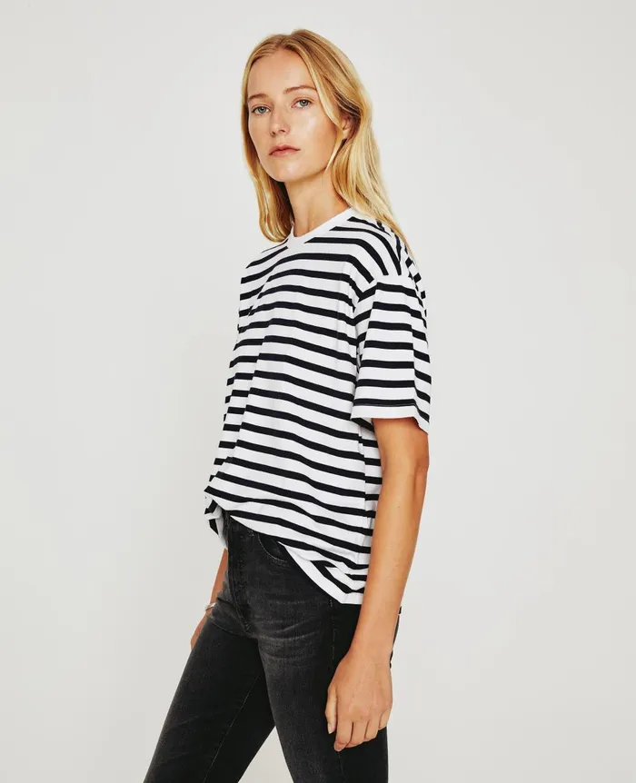 Karter ExBoyfriend True Whitedeep Aegean Women AG Jeans Tees and Tanks