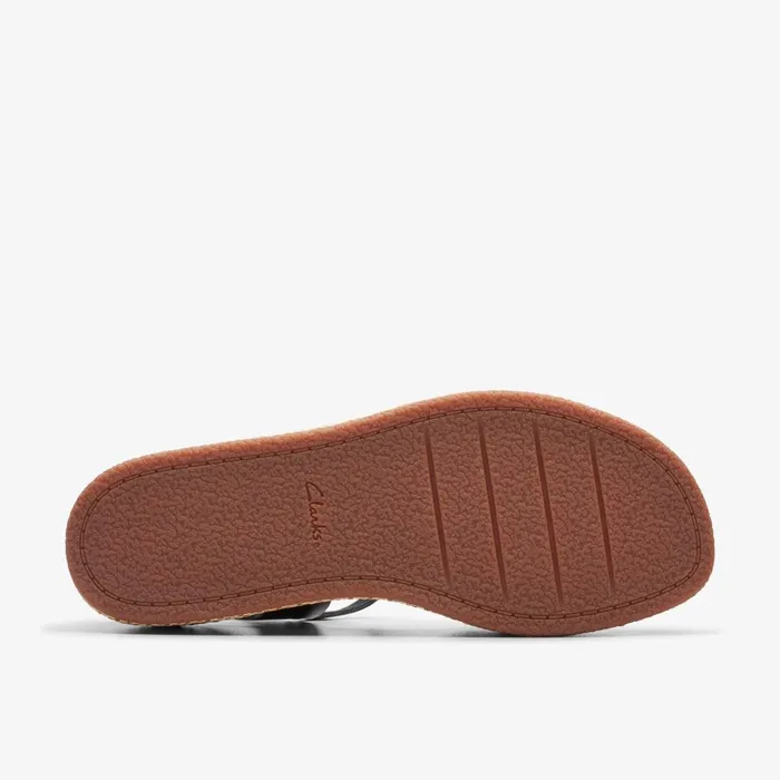 KIMMEI TWIST Black Leather Women Clarks Sandals and Flip Flops