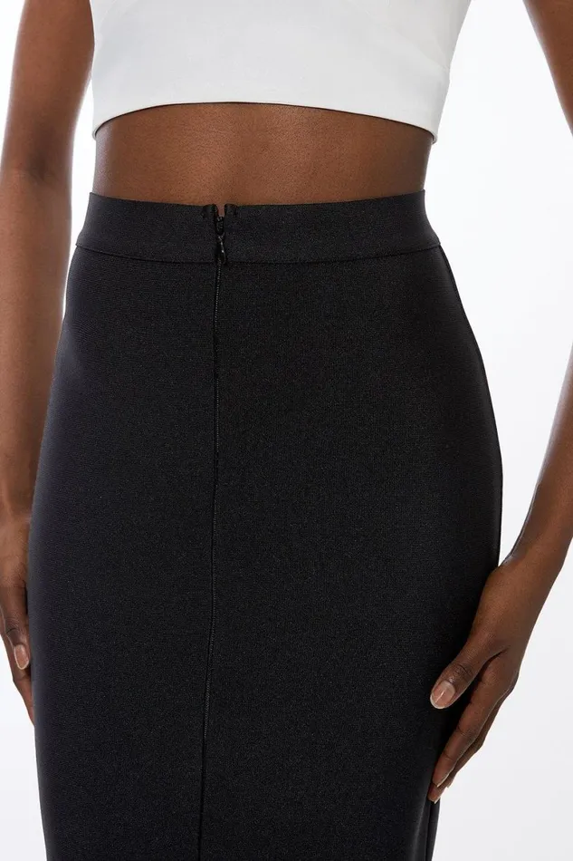 Knitwear Women Karen Millen Bandage Figure Form Zip Detail Knit Pencil Skirt Black