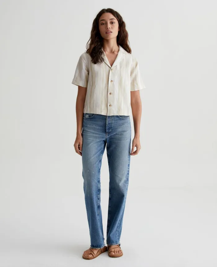 Koa Brush Strokes Beige Multi Women AG Jeans Tops and Shirts