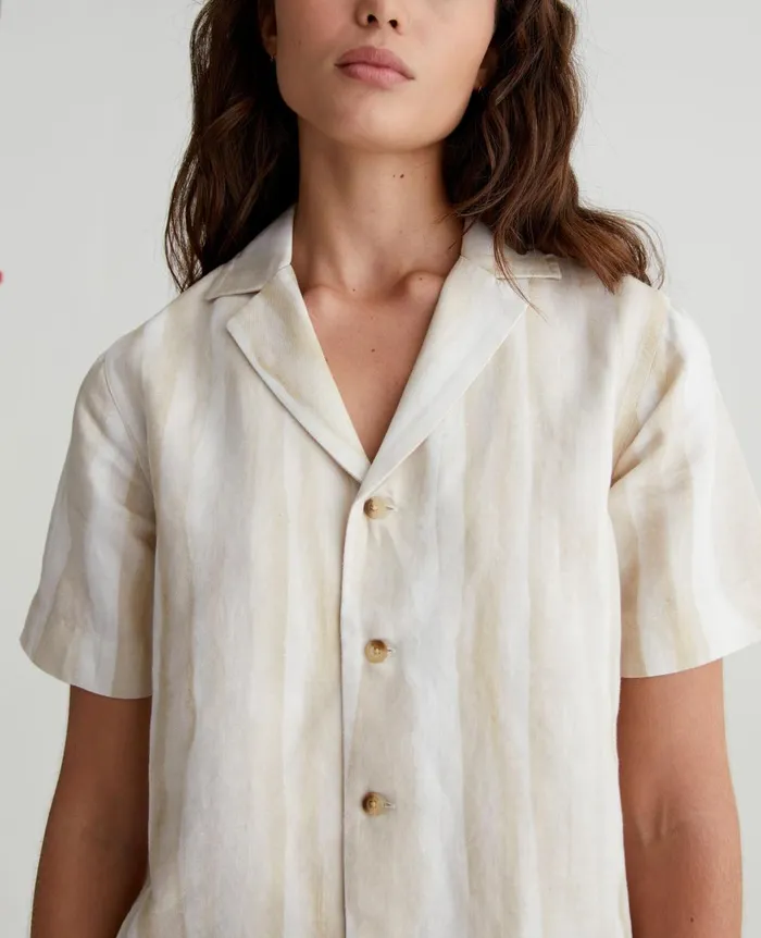 Koa Brush Strokes Beige Multi Women AG Jeans Tops and Shirts