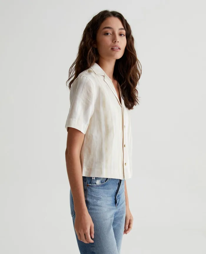 Koa Brush Strokes Beige Multi Women AG Jeans Tops and Shirts