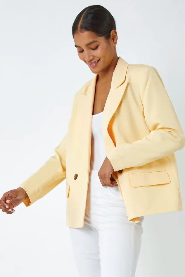Lemon Double Breasted Button Blazer Women Roman Jackets