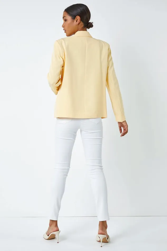 Lemon Double Breasted Button Blazer Women Roman Jackets