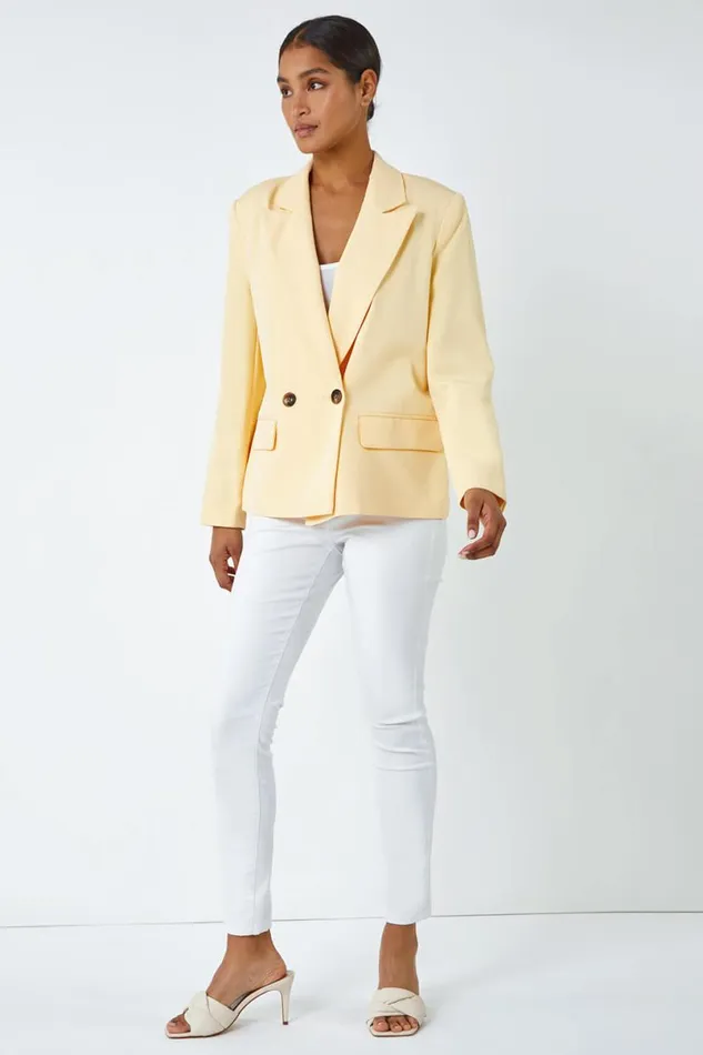 Lemon Double Breasted Button Blazer Women Roman Jackets