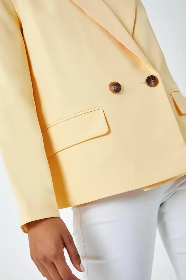 Lemon Double Breasted Button Blazer Women Roman Jackets