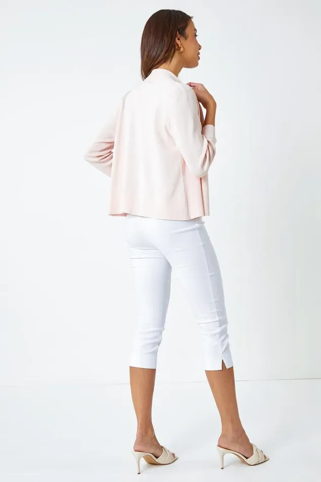 Light Pink Cropped Knitted Shrug Women Roman Occasionwear