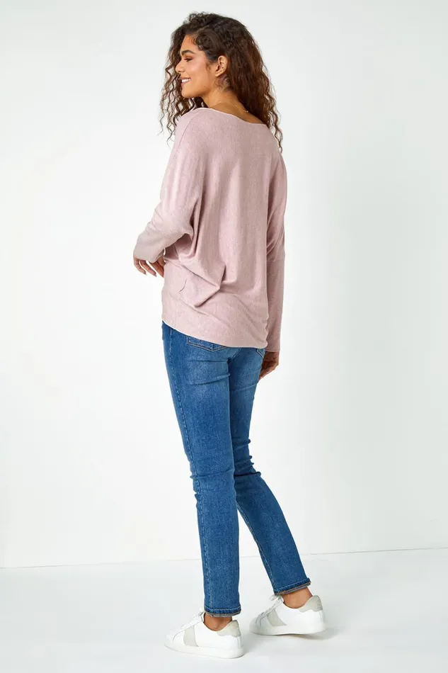 Light Pink Embellished Snowflake Stretch Top Women Roman Tops