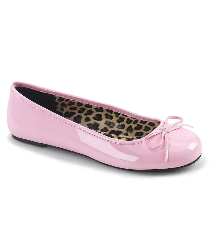 Light Pink Patent Leatherette Flats Shoes Unique Vintage Flats