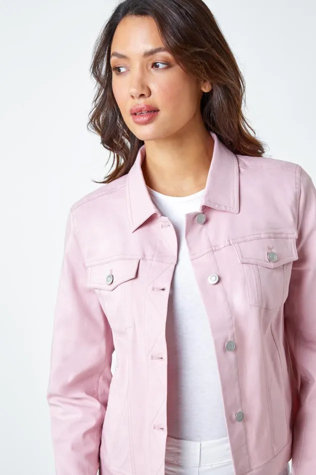 Light Pink Stretch Pocket Detail Jacket Women Roman Coords